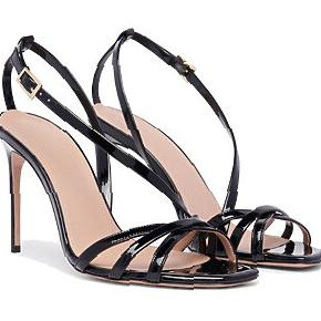 Malone Souliers x Philosophy Luna Black Patent Leather Slingback Sandals