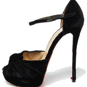 Christian Louboutin Black Velvet Marchavekel Platform Snadals