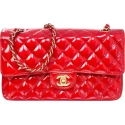  Chanel Red Patent Medium Classic Double Flap Bag