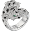  Cartier White Gold, Diamond, Emerald and Onyx Panthere De Cartier Ring