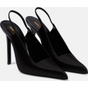  Saint Laurent Raven Satin Crepe Slingback Pumps